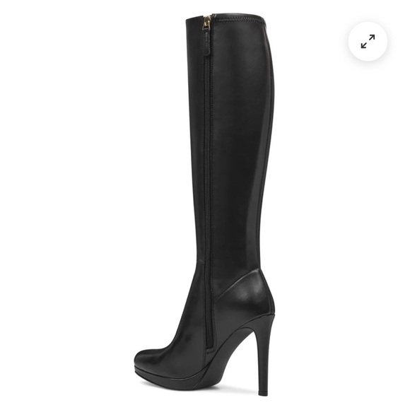Nine West Quizme Black Leather Heeled Boots NWT - Picture 3 of 6